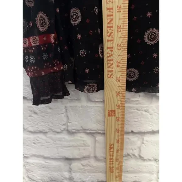 NWT Stlye & Co Black Red Boho Peasant Blouse S Small - Picture 6 of 6